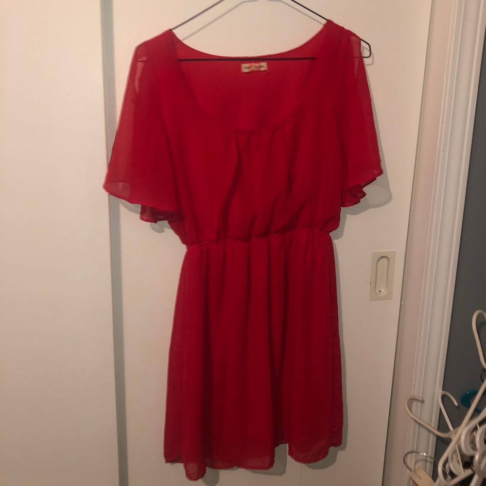 Red flouncy dress